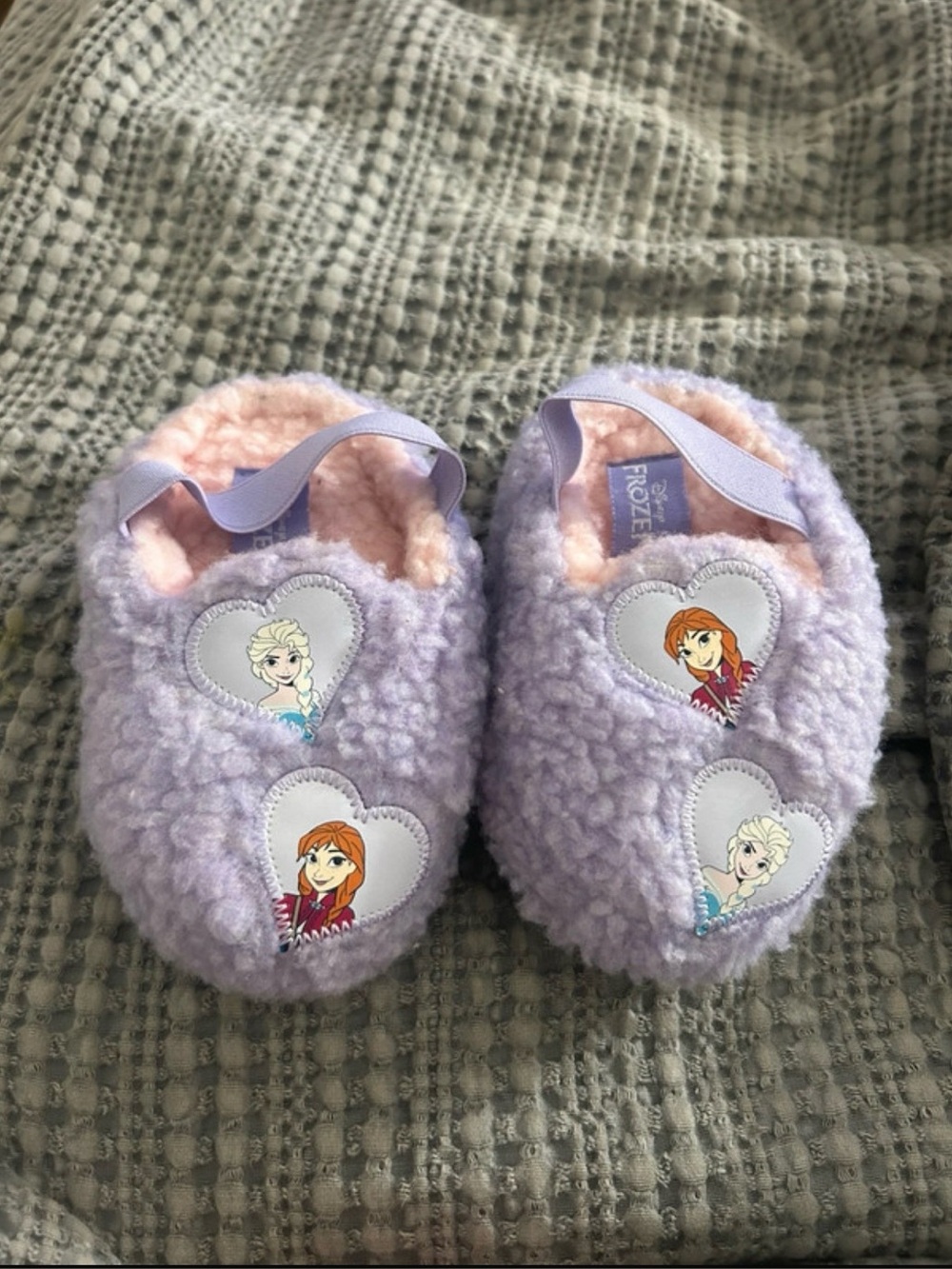 Brand New. Disney Purple & Pink Frozen Anna and Elsa Plush Slippers